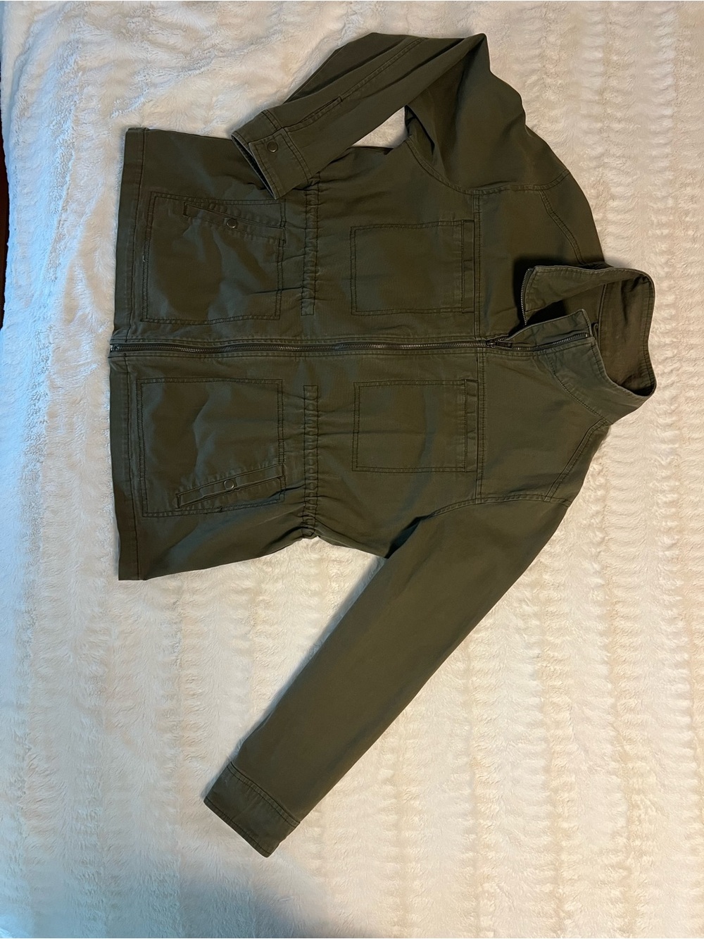 Women Olive Utility Zip Jacket- Old Navy